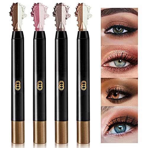 Newbang 4Pcs Double Colors Eyeshadow Stick, Neutral Cream Shimmer Eyeshadow Pencil,Waterproof Long-Lasting Gradient Eyeshadow Pen Set #TOP14