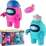 P.M.I. Among Us Action Figures | Two of Four 4.5-Inch-Tall Collectibles | Among Us Toys and Playable Mini Toys | Cyan Ghost and Pink Crewmate with 5 Accessories: Hats and Hands