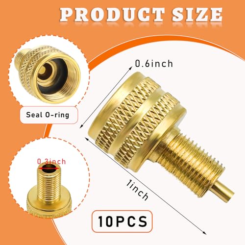 Image of 10 PCS Large Bore Tire Valve Adapter, Brass Valve Stem Adapter, External Tire Bore Valve Reducer Adapter Connector for Trucks Giant Crane, Universal Exterior Car Accessories