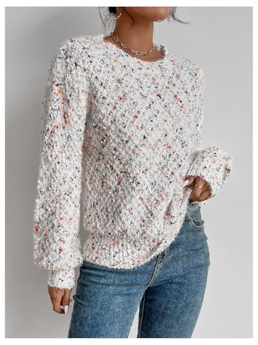 Image of MakeMeChic Women's Space Dye Round Neck Long Sleeve Sweater Casual Knitted Pullover Tops Multicolor X-Small