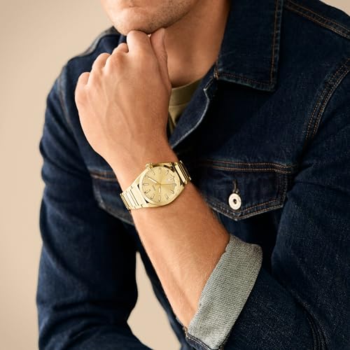 Fossil Men Stainless Steel Everett Analog Gold Dial Watch-Fs5965, Band Color-Gold - Image 5