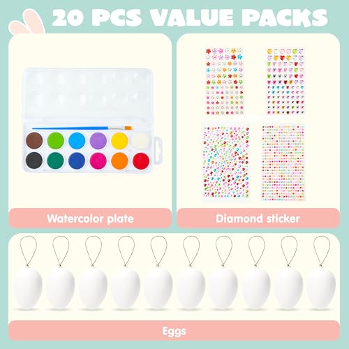 Joyin 25 Pcs Hanging Egg Painting Kit Easter Decoration For Easter Branches And Arrangements Plastic Craft Kit Eggs For Diy Painting - 4