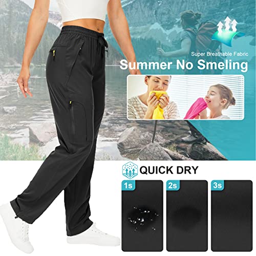 Toomett 202204-XJ-6608US-BLACK-M-NEW Women'S Hiking Pants Quick Dry Upf 50 Travel Golf Pants Lightweight Camping Work Cargo Pants Zipper Pockets,6608,Black,M thumb #2
