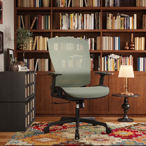 Image of ELABEST Mesh Office Chair,Ergonomic Computer Desk Chair,Sturdy Task Chair- Adjustable Lumbar Support & Armrests,Tilt Function,Comfort Wide Seat,Swivel Home Office Chair (Dusty Sage)