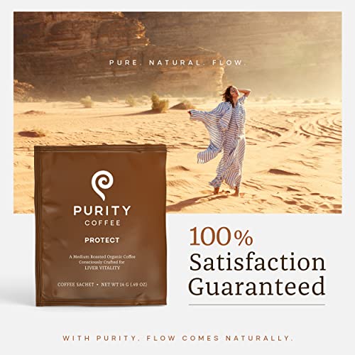 Purity Coffee Protect Highest Antioxidant Light-Medium Roast - Usda Certified Organic Specialty Grade Arabica Single-Serve Packets - Third Party Tested For Mold, Mycotoxins, Pesticides - 5 Ct Box #TOP5