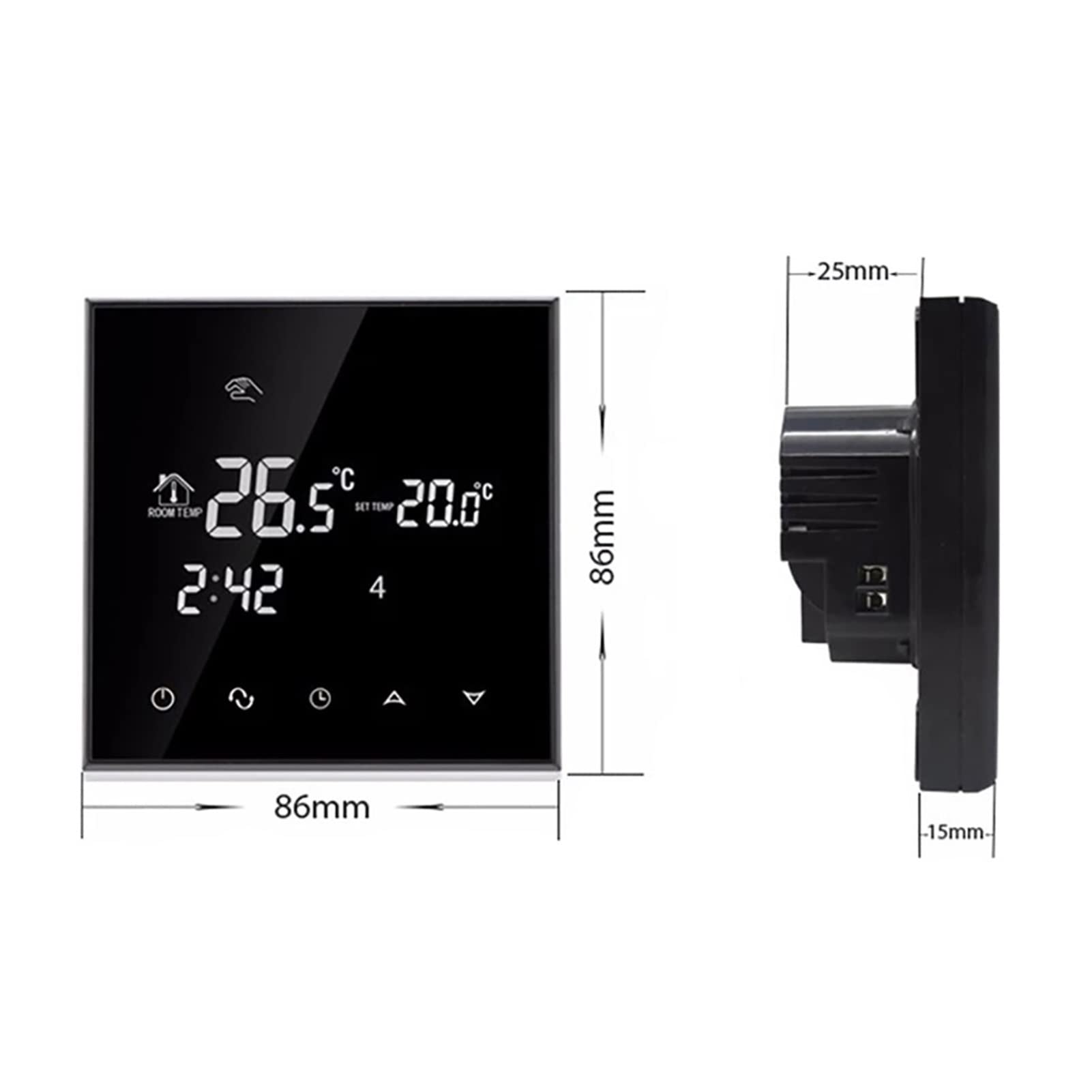 Termometro da interno igrometro digitale TGT70-EP/WP Termostato WiFi intelligente for termostato del regolatore di temperatura del riscaldamento del pavimento Con display LCD(Electric 16A,WIFI)