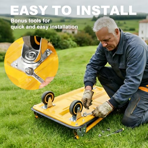 Jack Boss Foldable Platform Truck,Flatbed Cart with Two Swivel Casters,330 lbs Push Cart Dolly with Fold Down for Easier Moving,Yellow by Jack Boss - Image 5