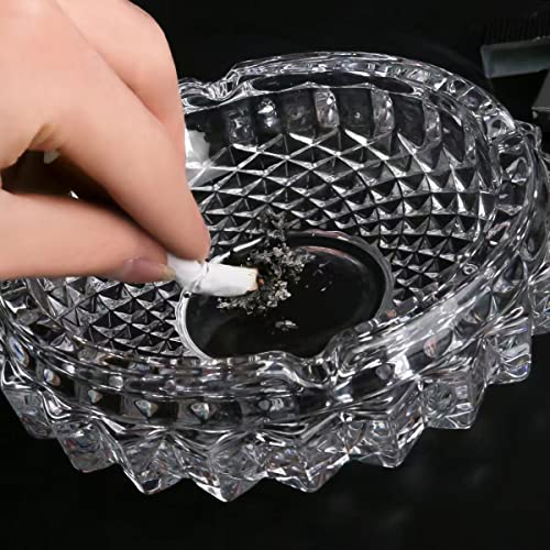 Crystal Glass Ashtray,Trinidad Round Cigar Cigarettes Ashtray Holder Home Office Desktop Tabletop Decoration #TOP1