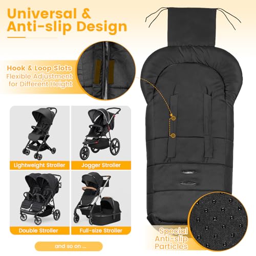 Orzbow Warm Bunting Bag Universal, Stroller Sleeping Bag Cold Weather, Waterproof Toddler Footmuff (Black, Large) - Thumbnail 6
