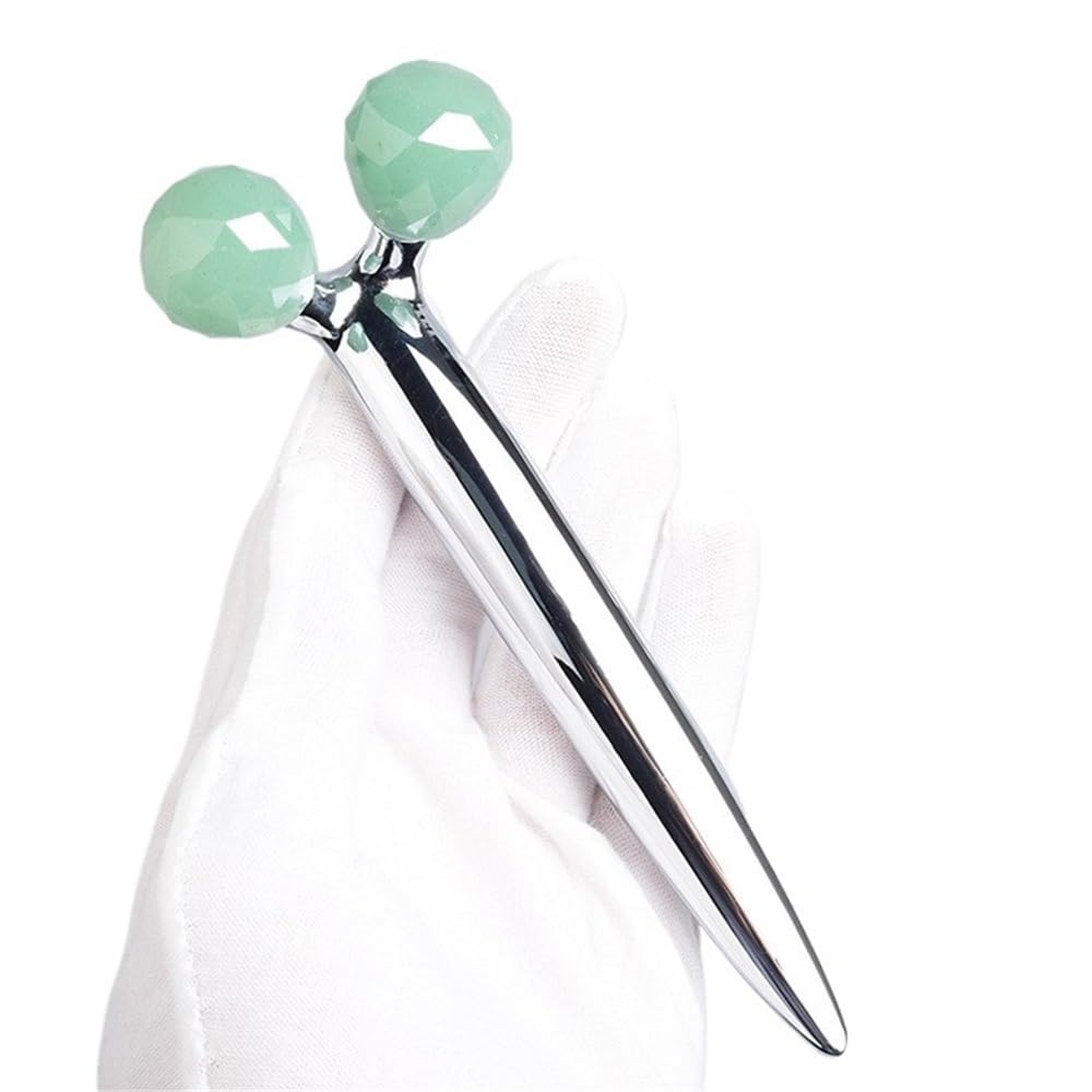 Masażer do twarzy Lifting twarzy 3D Roller Masażer Narzędzie do masażu cienkiego ciała Masażery w kształcie litery Y Masażer do skóry szyi Obrót o 360 stopni(Green)