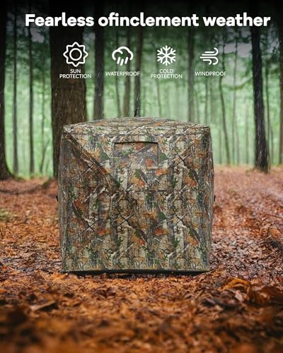 Hunting Blind, Pop Up Ground Blinds with 270° See Through Windows and Silent Magnetic Door, Lightweight for Outdoor Hunting