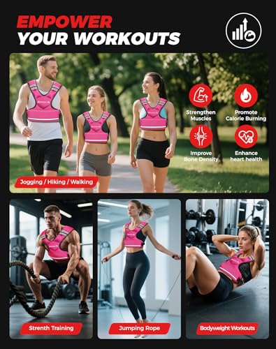 Image of BAGAIL Adjustable Weighted Vest for Women 4-10lb /12-18lb /20-32lb, Comfortable U-Neck Rucking Vest with 6 Removable Weights, Storage Pocket and Reflective Strips for Walking, Jogging, Weight Loss