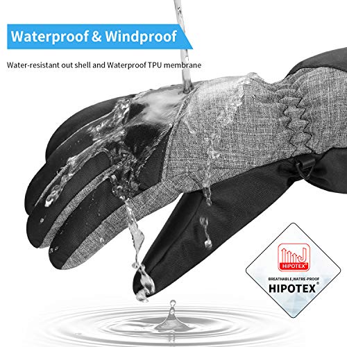 image for LANYI Winter Gloves Mens Women Ski Waterproof Thermal Snow Gloves Thin