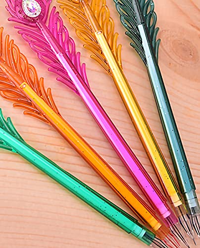 Giant Star 12Pcs Peacock Feather Colored Gel Ink Pen, Cute Diamond Gel Pen, 0.38 Mm Extra-Fine Ballpoint Pen, Stationery Office Supplies,Birthday Gift For Kids, Set Of 12 Colors #TOP7