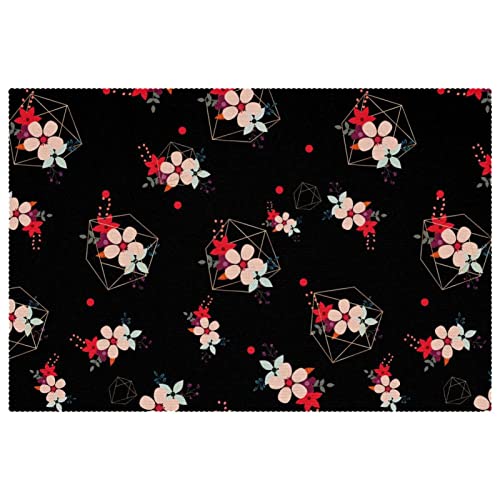 Set de table géométrique rétro noir par 6 de 30x45 cm lavable - 2