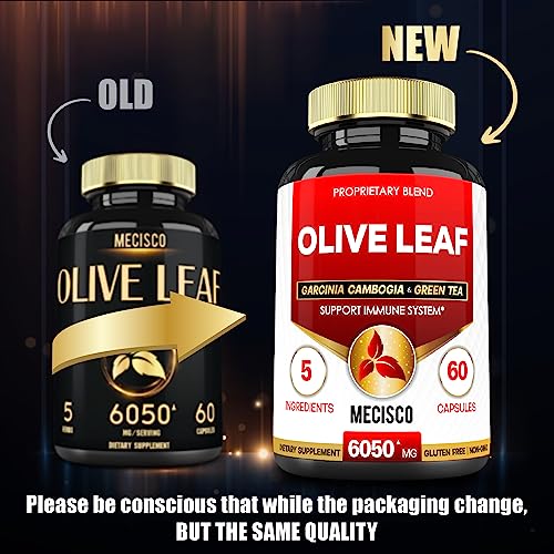 Mecisco 5In1 Olive Leaf Extract For 4 Months 6050Mg With Garcinia Cambogia, Green Tea, Green Coffee & Black Pepper - Cardiovascular Health, Well Being & Immune Support - 2 Packs 60 Capsules #TOP5