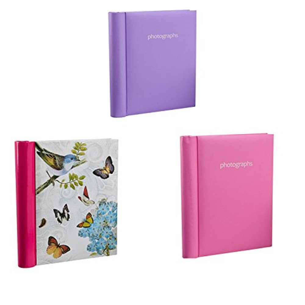 Arpan 3 Self Adhesive Photo Albums Totaling 108 Sheets 216 Sides In Pink, Purple And Butterfly