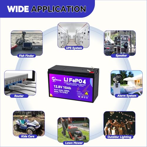 Image of 12V 10Ah Lithium Li FePO4 B attery with Built-in 10A BMS Board | 5000+ Deep Cycles, Higher Energy Density, for RVs, Van, Camping, Marine, Trolling Motor