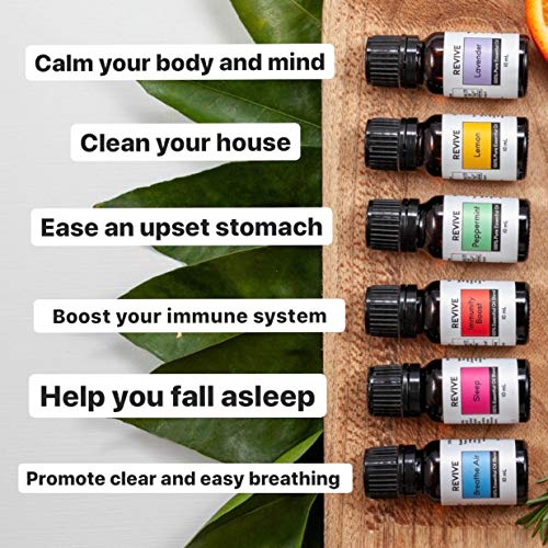 Basics Kit By Revive Essential Oils - 100% Pure Therapeutic Grade, For Diffuser, Humidifier, Massage, Aromatherapy, Skin & Hair Care - Cruelty Free - Unrefined Oils With No Fillers. #TOP4
