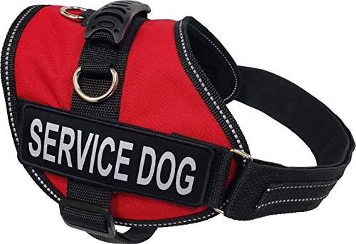 Activedogs Air-Tech Cordura Working Dog Vest Harness, Large Girth 25"-35" W/Handle, Ada Cards + Reflective Service Dog Patches - Red #TOP2