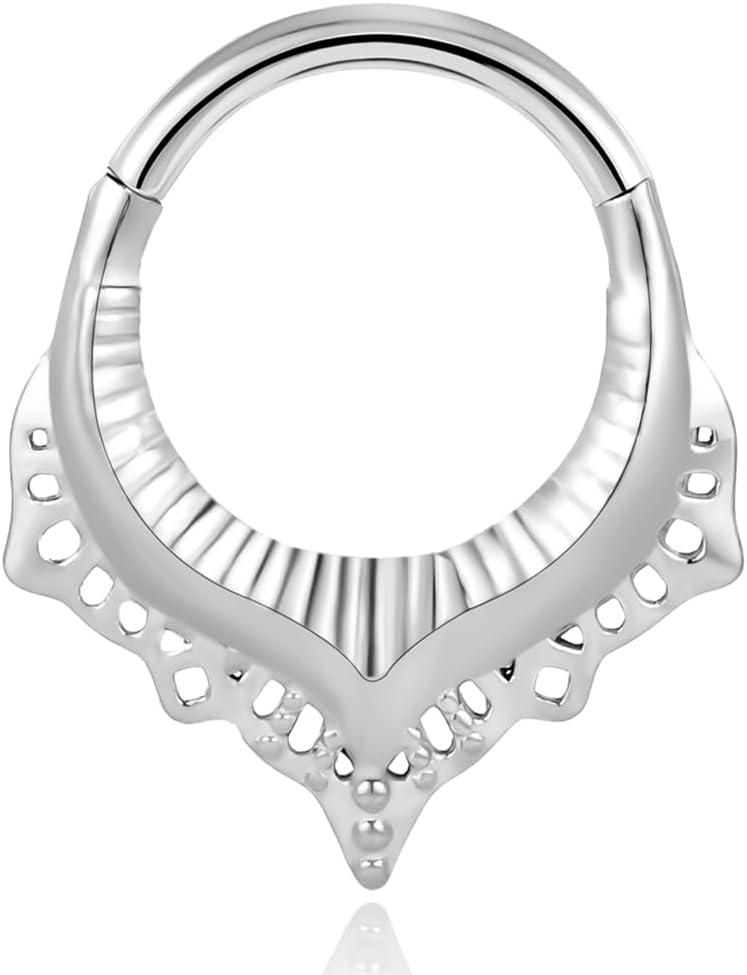 Adramata 6Pcs 16G 19G Neus Piercing Neus Ring voor Vrouwen Mannen Chirurgisch Staal Neus Piercing Helix Tragus Piercing Septum Piercing Kraakbeen Oor Piercing Lip Piercing Zilver 16G 8MM