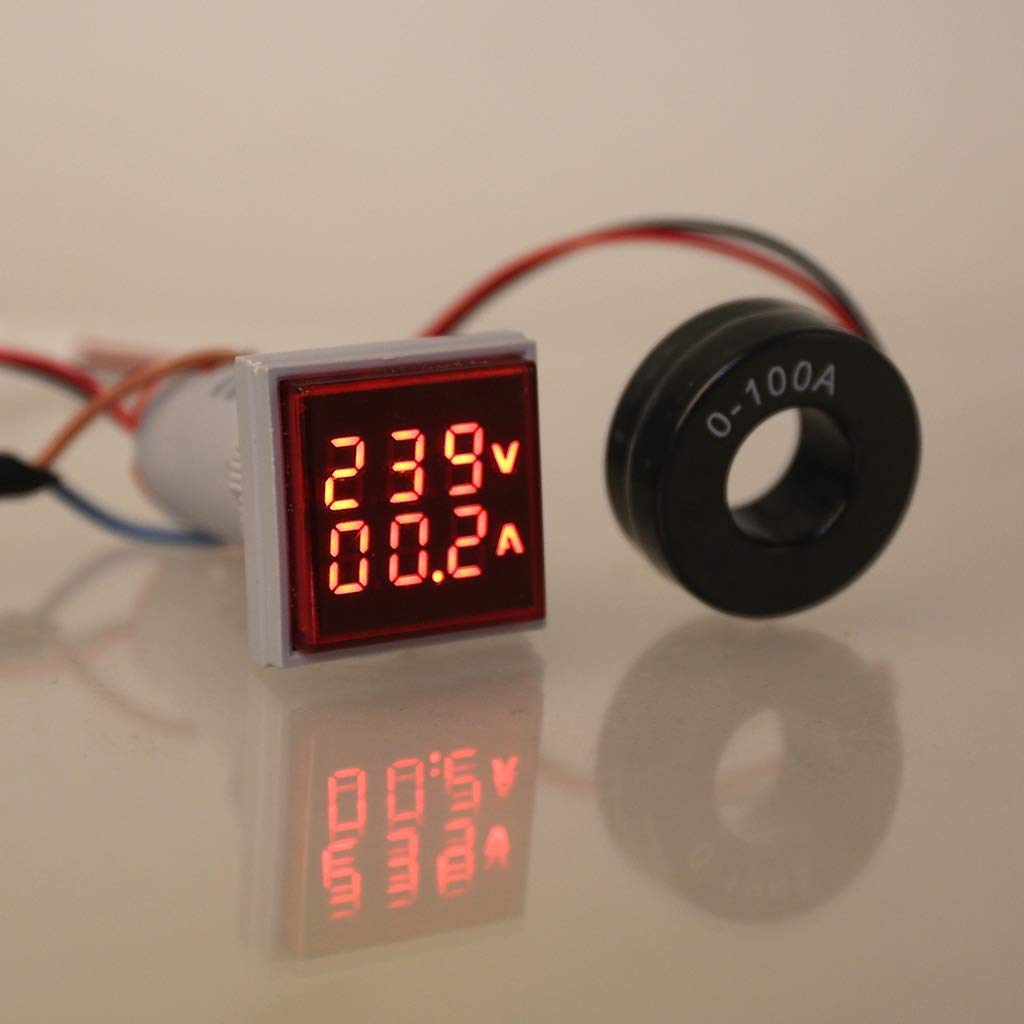 Rashri Voltage/Current Meter LED Display Voltmeter Ammeter AC 60-500V 0-100A(Red) (Single Piece) (B0836YLPD6) Amazon Price History, Amazon Price Tracker