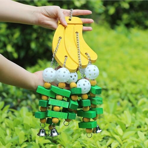 Jeu à mâcher en forme de banane en bois avec perles pour calopsitte