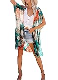 Dokotoo Womens Summer Beach Long Boho Chiffon Floral Print Open Front Bathing Suit Swim Suit Bikini Kimono Cardigans Swimsuit Cover Ups for Swimwear Women