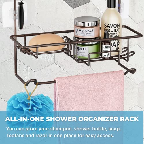 Kefanta Hanging Shower Caddy Over Shower Head, Bathroom Shower Organizer, Shower Storage Rack, Shampoo And Soap Holder, Bronze #TOP4