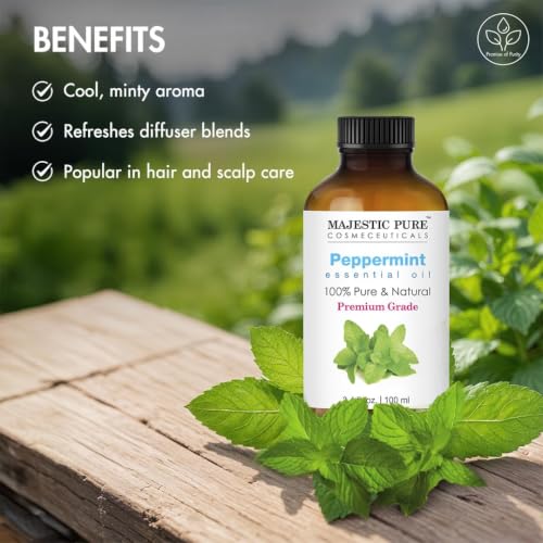 Image of Majestic Pure Peppermint Essential Oil for Diffuser - 3.4 Fl Oz