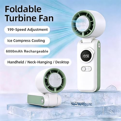 Ventilador de mano recargable mini ventilador de cuello y escritorio de 6000 mAh 4