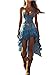 Women's Western Dress Retro Cowgirl Wester Fringe Casual Dress Vintage Fashion Country Concert Dresses C-Blue