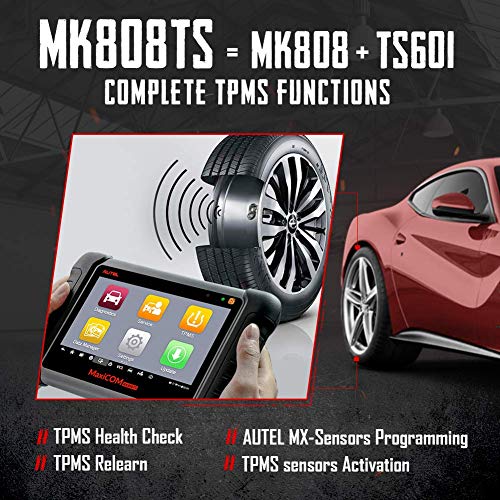 Autel MK808TS Diagnostic Scan Tool, Enhanced OBD2 Scanner of MK808BT and MK808 with Complete TPMS Functions, Full Systems Diagnoses with Reset Services including EPB/BMS/SAS/DPF/Oil Reset IMMO Service