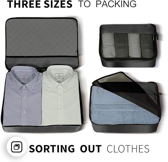 Packing Cubes Organizer Bags For Travel Accessories Packing Cube Compression 6 Set For Luggage Suitcase (Black)4