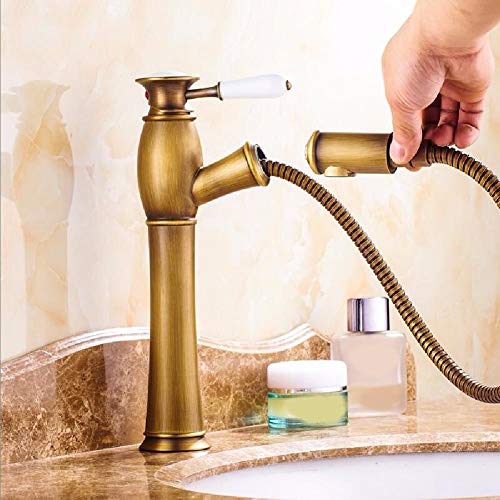  Antike Messing-Warm- und Kaltwaschbecken Pulldown-Wasserhahn Personenwaage Waschbecken Wasserhahn, hoch