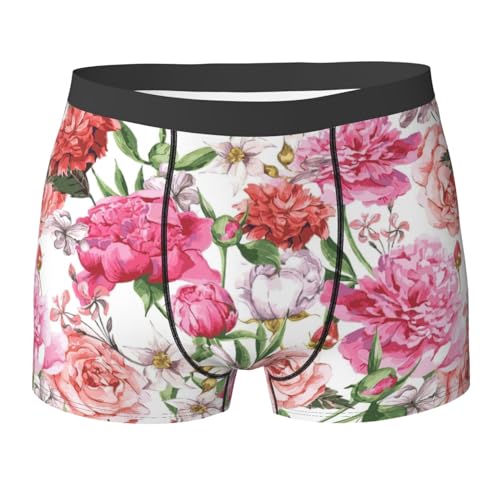 XULLZH Calzoncillos tipo bóxer para hombre, con estampado de peonías, transpirables, elásticos y casuales, Negro, XXL
