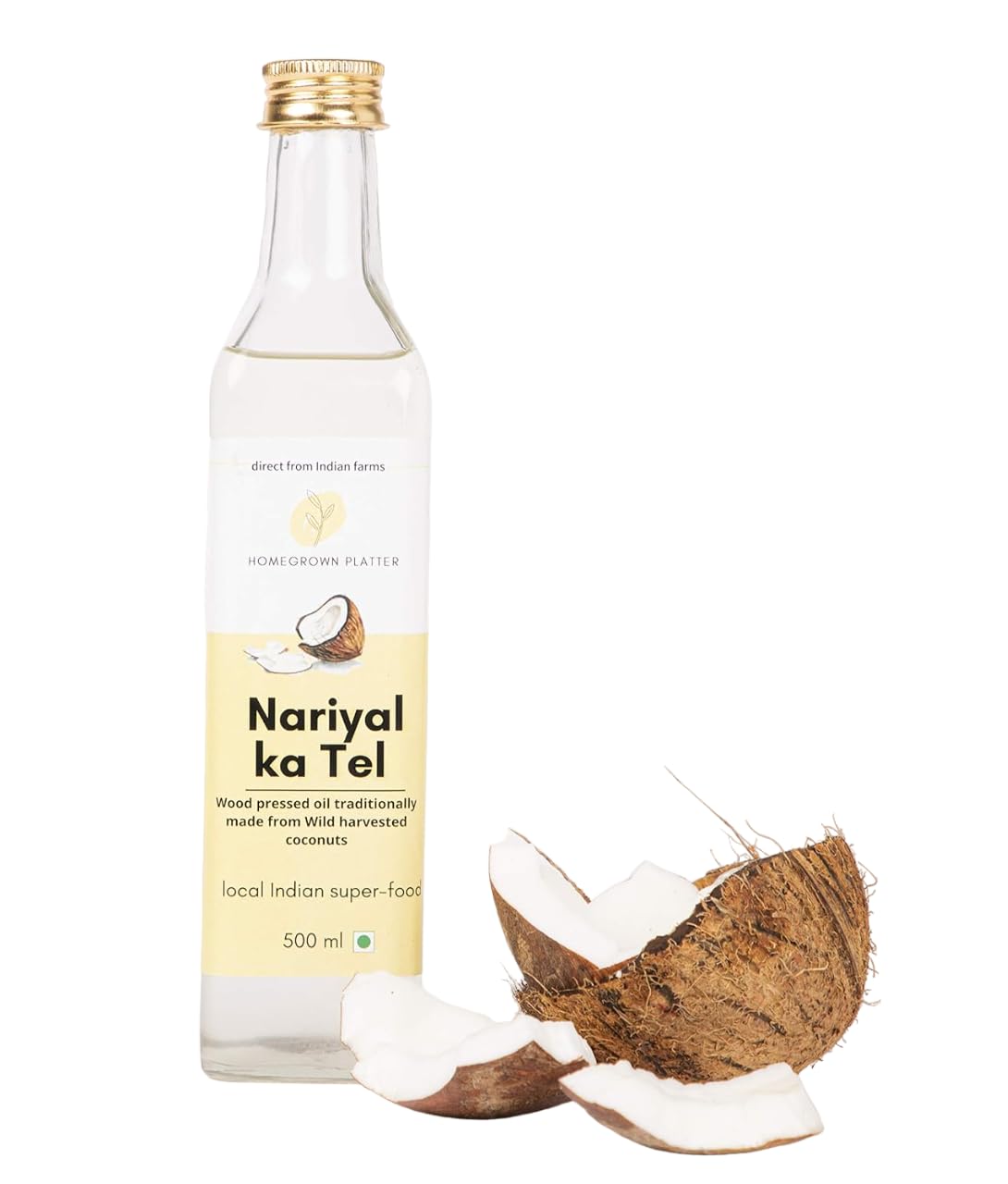 Homegrown Platter Cold Pressed Coconut Oil | Pure and Natural Virgin Coconut Oil | 100% Fresh Flavour and Aroma for Healthy Skin and Hair 500Ml (B08LHDDBZM) Amazon Price History, Amazon Price Tracker