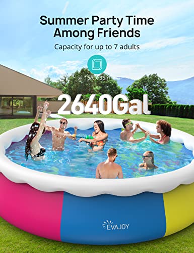 Evajoy 15Ft *35In Inflatable Above Ground Swimming Pool With Filter Pump, Ground Cloth And Cover, Easy Set Blow Up Pool, Inflatable Top Ring Swimming Pool For Adults Family Garden Backyard Party #TOP1