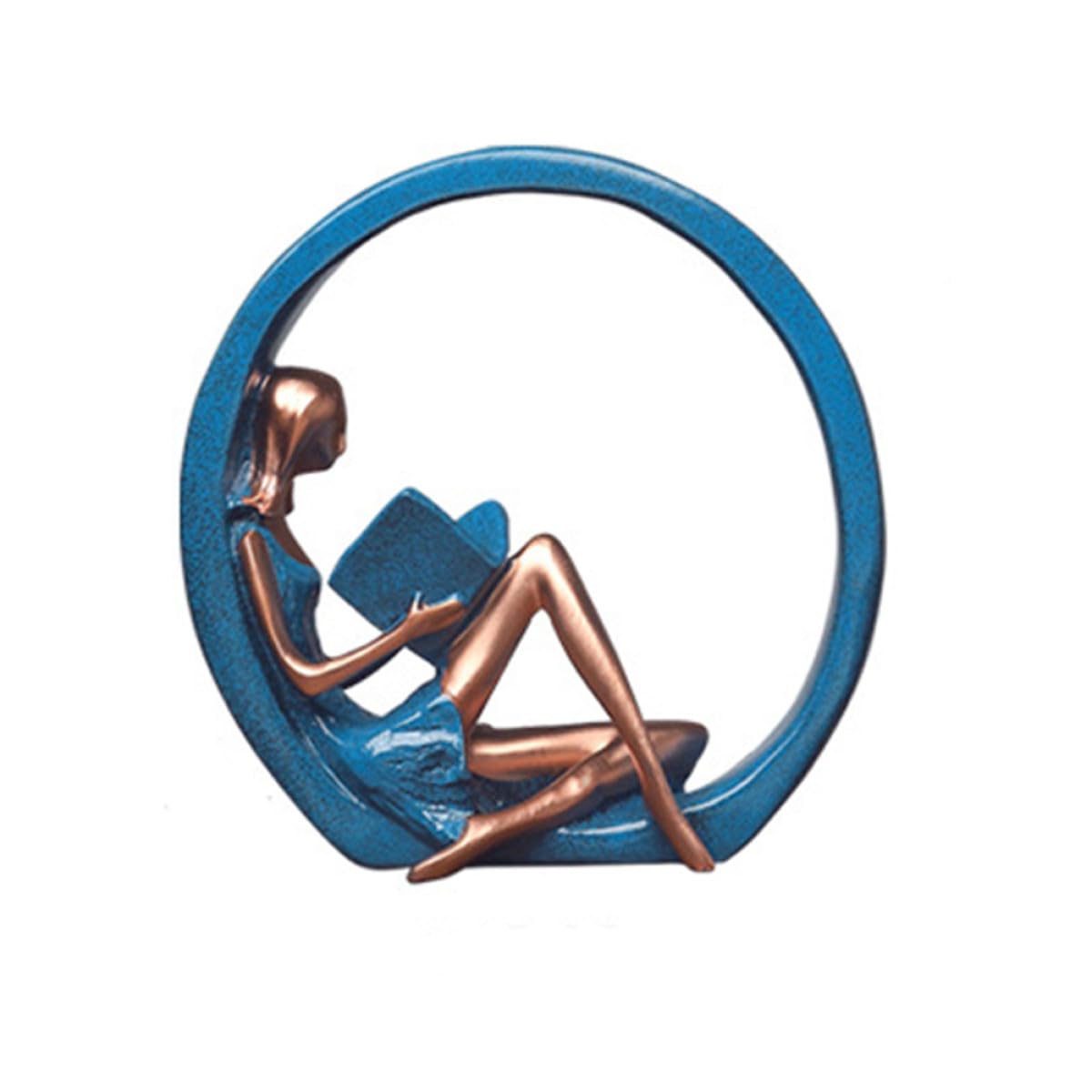 Statue Déesse Yoga en résine bleue de 20 cm façonnée à la main