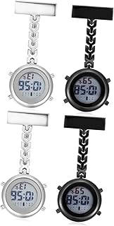 4 peças de broche de enfermeira, relógio de bolso, relógio digital, relógio de bolso para mulheres, relógio de enfermeira, relógio com crachá de enfermeira, relógio de bolso luminoso, conjunto de relógios de bolso pequeno, Conforme mostrado., medium, centímetro