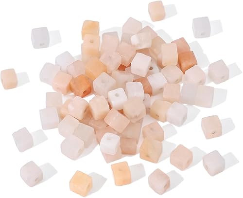 Miniatura 4 de Cuentas de piedra cuadrada de aventurina rosa natural de 0.156 x 0.157 pulgadas, 85 cuentas de piedras semipreciosas sueltas para diseño de joyería