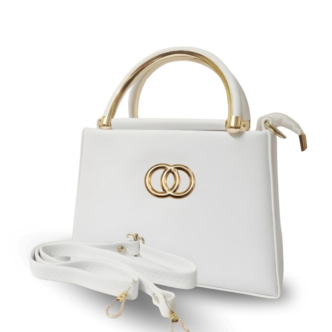 Women's PU Leather Crossbody Sling Bag | Twin Compartments, Zip Closure & Gold Accent Handle