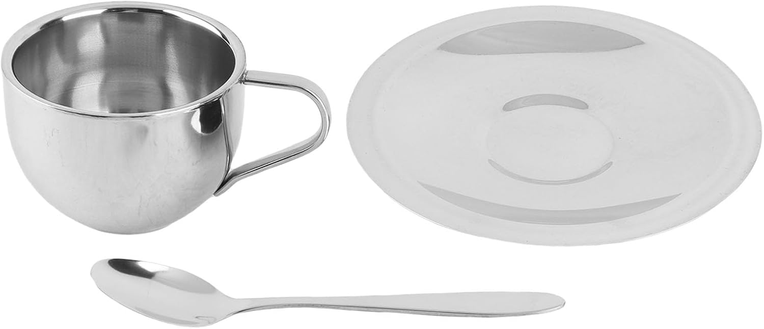 Oumefar Stainless Steel Anti-Scald Espresso Cups Set Premium Coffee Mugs for Cappuccino