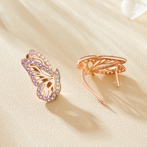 Richapex 18K Gold Earrings for Women Trendy, Butterfly Earring for Women Gold Hoop Earring, Gold Butterfly Earrings Hypoallergenic Stud4