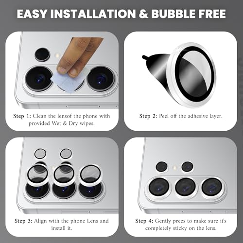 Image of FIRST MART Silver Camera Ring Guard Protector for Samsung Galaxy S26 Ultra | Tempered Glass with Metal Alloy Rings, HD Clear, Scratch Resistant, Case-Friendly | Pack of 1