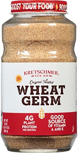 Kretschmer Original Toasted Wheat Germ Boost Your Food with, 20 Ounce Glass Jar (Pack of 4)