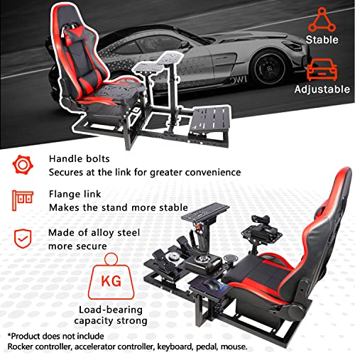 Gazzyt Flight Racing Simulator Cockpit Stand With Red Seat Fit For Logitech G29 G920 G923 X52 X56 Thrustmaster Hotas Race Car Seat Without Steering Wheel thumb #5