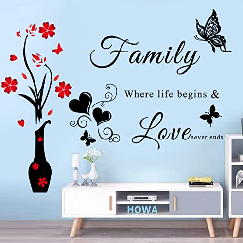 Wall Decor Stickers Family Letter Quotes Wall Decals Vase Wall Murals Diy Removable Wall Stickers For Living Room Bedroom Sofa Backdrop Tv Wall Background Home Decorations. #TOP2
