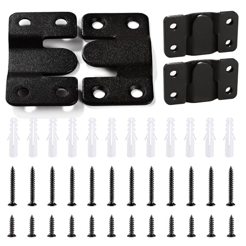 VooGenzek 6 PCS Flush Concealed Mount Bracket, Interlocking Picture Frame Hook, Mini Flush Steel Mounts