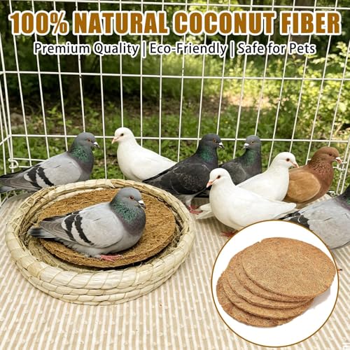 Image of kathson 18PCS Pigeon Nest Pads,Natural Coconut Fiber Parakeet Nesting Material,Bird Egg Mat Hatching Bedding Accessories,Pigeon Nesting Bowl Breeding Pads for Chicken,Finch,Quail